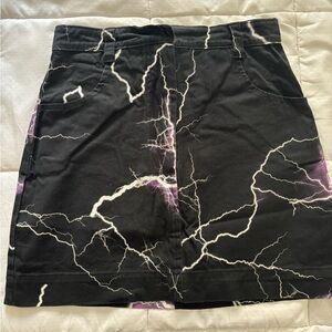 Black and Purple Lightning Print Skirt